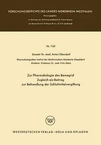 bokomslag Zur Pharmakologie des Bemegrid Zugleich ein Beitrag zur Behandlung der Schlafmittelvergiftung