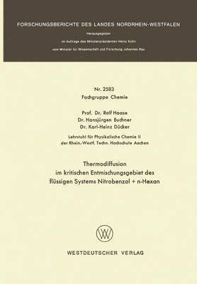 bokomslag Thermodiffusion im kritischen Entmischungsgebiet des flssigen Systems Nitrobenzol + n-Hexan