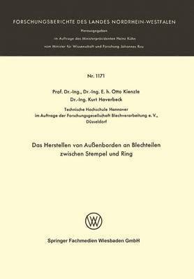 Otto Kienzle - Das Herstellen von Außenborden an Blechteilen zwischen Stempel und Ring, Häftad