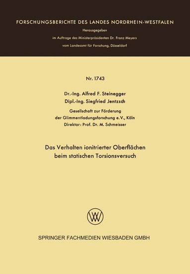 Alfred Friedrich Steinegger - Das Verhalten ionitrierter Oberflächen beim statischen Torsionsversuch, Häftad
