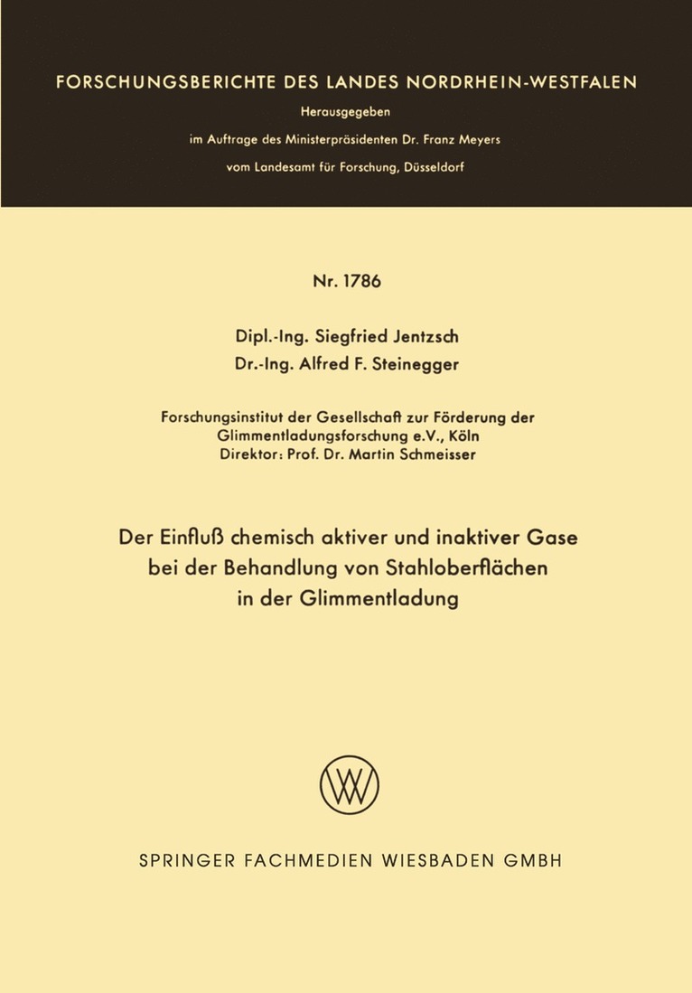 Der Einfluß chemisch aktiver und inaktiver Gase bei der Behandlung von Stahloberflächen in der Glimmentladung