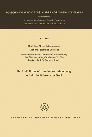 bokomslag Der Einfluß der Wasserstoffvorbehandlung auf das Ionitrieren von Stahl