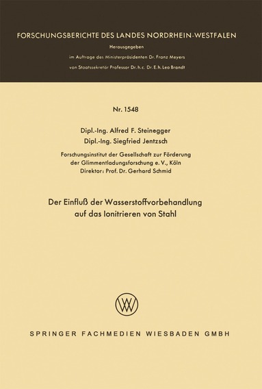 bokomslag Der Einflu der Wasserstoffvorbehandlung auf das Ionitrieren von Stahl