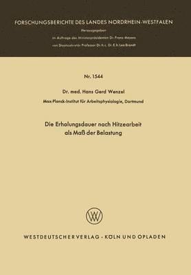 bokomslag Die Erholungsdauer nach Hitzearbeit als Ma der Belastung