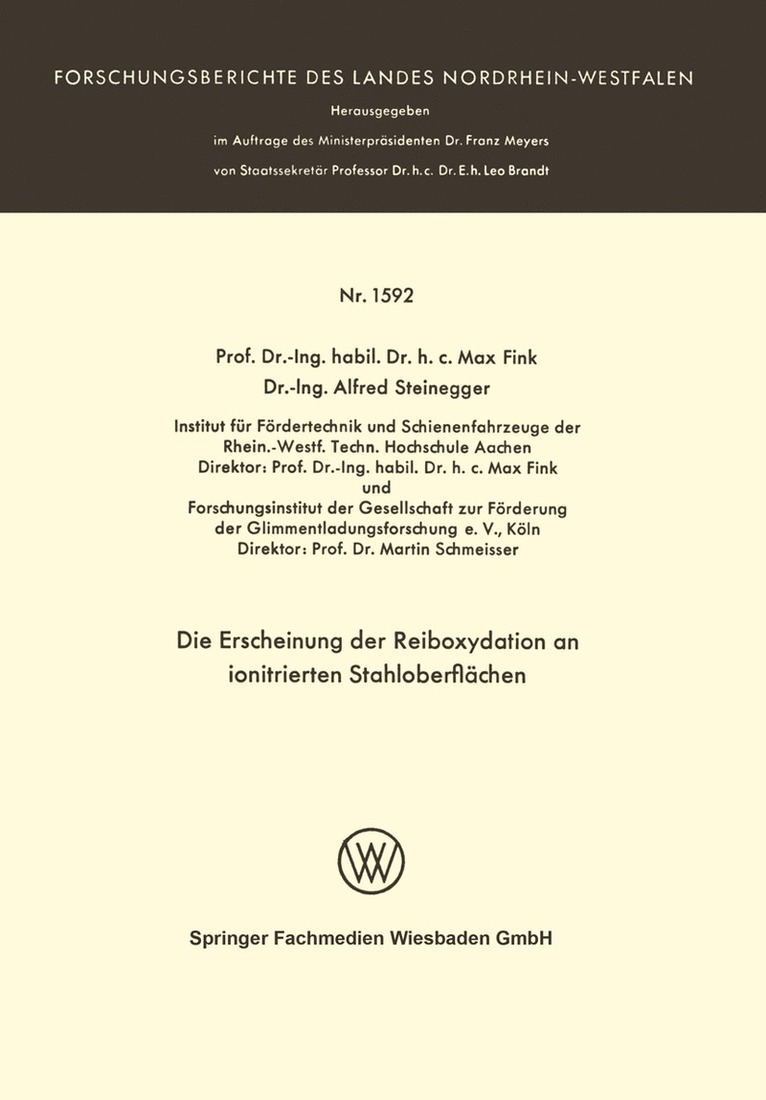 Max Fink - Die Erscheinung der Reiboxydation an ionitrierten Stahloberflächen, Häftad