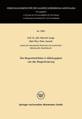 bokomslag Die Magnetostriktion in Abhngigkeit von der Magnetisierung