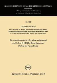 bokomslag Die »Noctuinae«-Arten (Agrotinae Vulgo Sensu) Aus Dr. H.C. Höne's China-Ausbeuten: Beitrag Zur Fauna Sinica