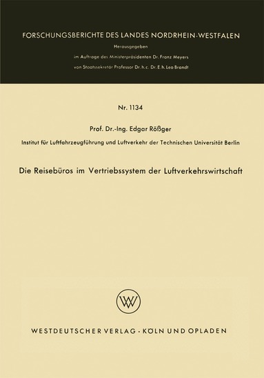 Edgar Rößger - Die Reisebüros im Vertriebssystem der Luftverkehrswirtschaft, Häftad