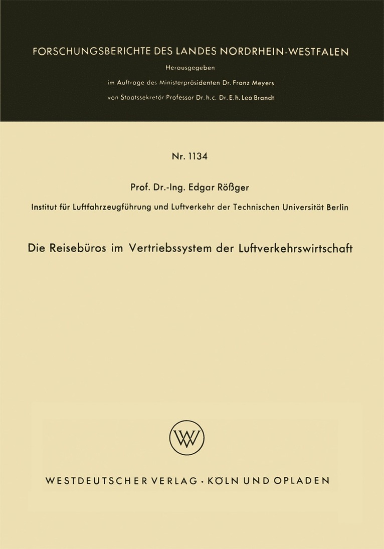 Die Reisebros im Vertriebssystem der Luftverkehrswirtschaft 1