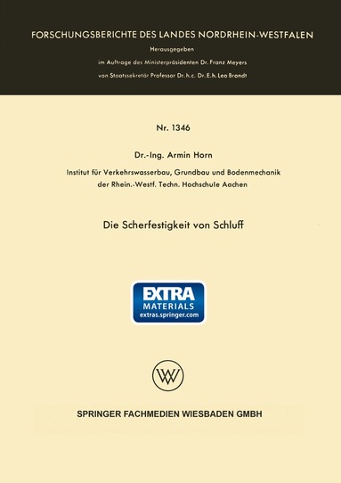 Armin Horn - Die Scherfestigkeit von Schluff, Häftad