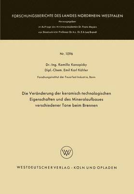 bokomslag Die Vernderung der keramisch-technologischen Eigenschaften und des Mineralaufbaues verschiedener Tone beim Brennen