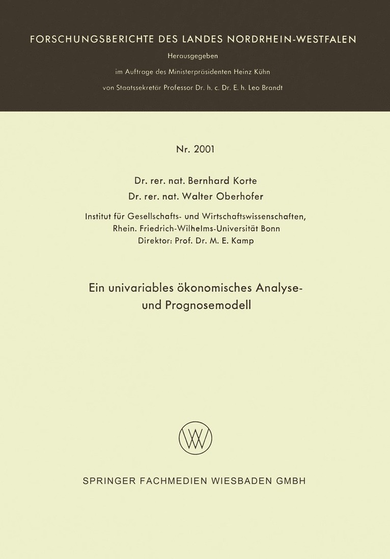 Ein univariables konomisches Analyse- und Prognosemodell 1