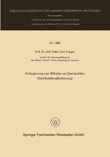 Carl Kröger - Anlagerung von Äthylen an Steinkohlen (Steinkohlenalkylierung), Häftad
