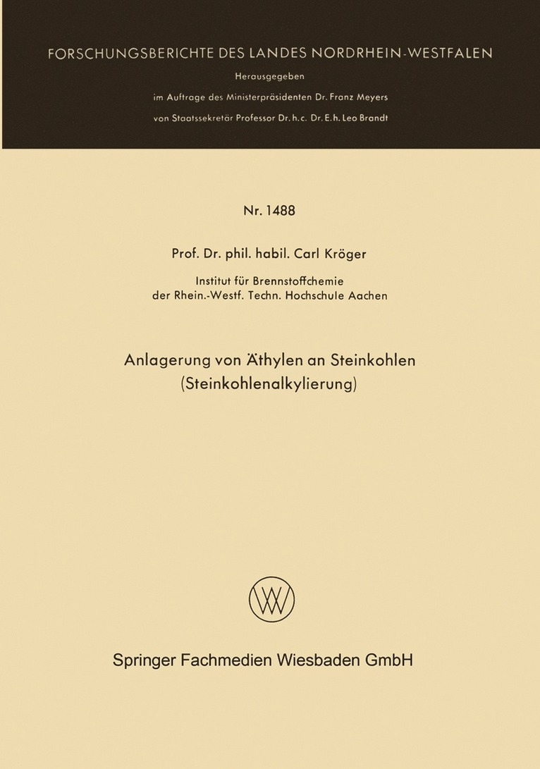 Carl Kröger - Anlagerung von Äthylen an Steinkohlen (Steinkohlenalkylierung), Häftad
