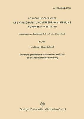 bokomslag Anwendung mathematisch-statistischer Verfahren bei der Fabrikationsberwachung