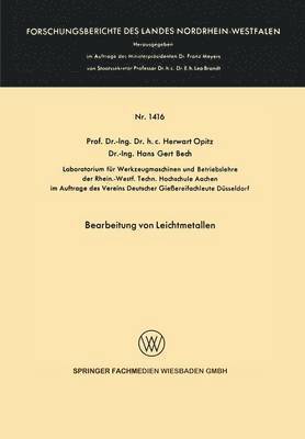 bokomslag Bearbeitung von Leichtmetallen