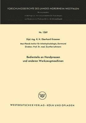 bokomslag Bedienteile an Handpressen und anderen Werkzeugmaschinen