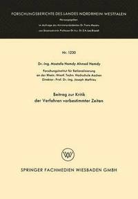 bokomslag Beitrag zur Kritik der Verfahren vorbestimmter Zeiten