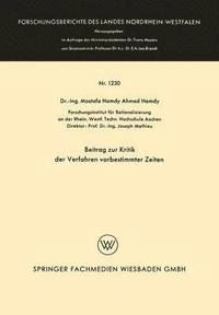 bokomslag Beitrag zur Kritik der Verfahren vorbestimmter Zeiten