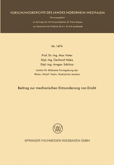 Max Vater - Beitrag zur mechanischen Entzunderung von Draht, Häftad