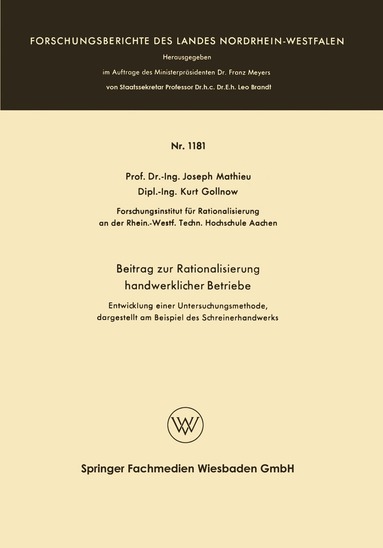 Joseph Mathieu - Beitrag zur Rationalisierung handwerklicher Betriebe, Häftad