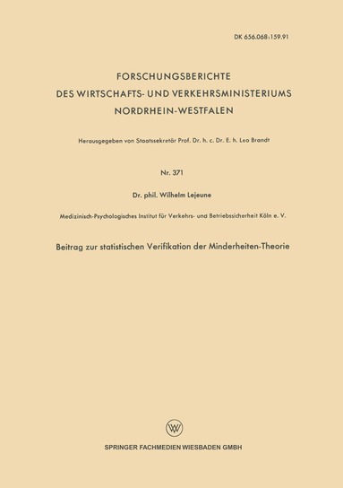 bokomslag Beitrag zur statistischen Verifikation der Minderheiten-Theorie