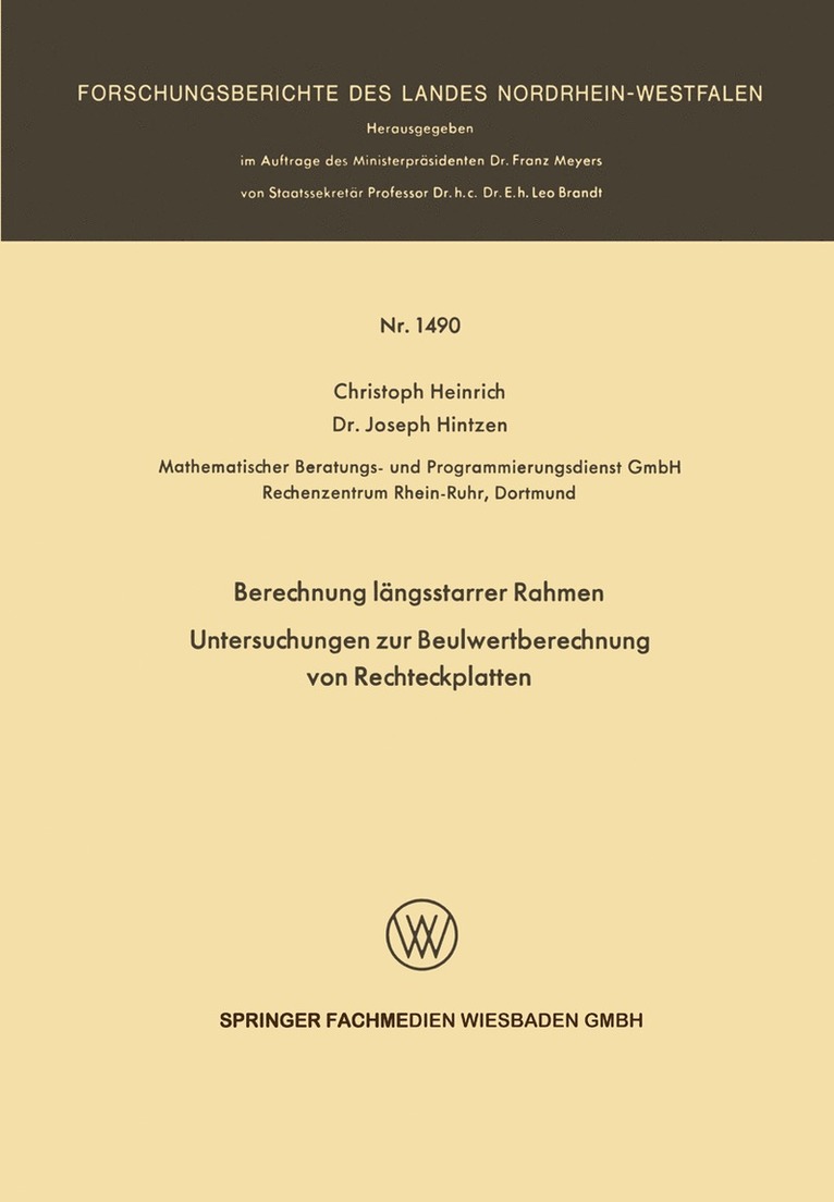 Berechnung lngsstarrer Rahmen / Untersuchungen zur Beulwertberechnung von Rechteckplatten 1