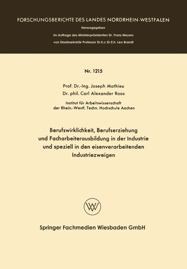 bokomslag Berufswirklichkeit, Berufserziehung und Facharbeiterausbildung in der Industrie und speziell in den eisenverarbeitenden Industriezweigen