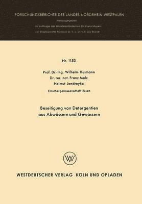 bokomslag Beseitigung Von Detergentien Aus Abwässern Und Gewässern