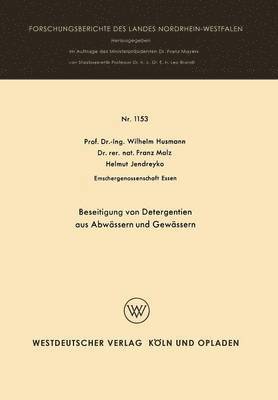 bokomslag Beseitigung von Detergentien aus Abwassern und Gewassern