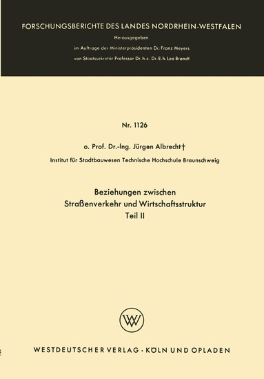Jürgen Albrecht - Beziehungen zwischen Straßenverkehr und Wirtschaftsstruktur, Häftad