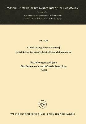 bokomslag Beziehungen zwischen Straenverkehr und Wirtschaftsstruktur