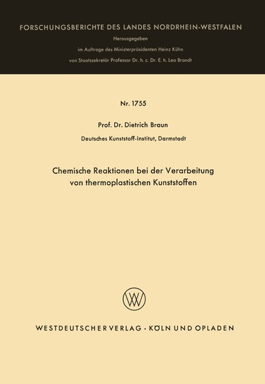 bokomslag Chemische Reaktionen bei der Verarbeitung von thermoplastischen Kunststoffen