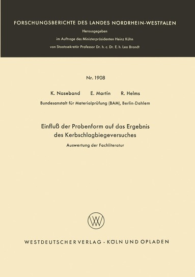 Klaus Naseband - Einfluß der Probenform auf das Ergebnis des Kerbschlagbiegeversuches, Häftad