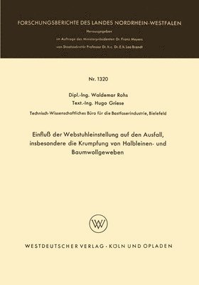 bokomslag Einflu der Webstuhleinstellung auf den Ausfall, insbesondere die Krumpfung von Halbleinen- und Baumwollgeweben