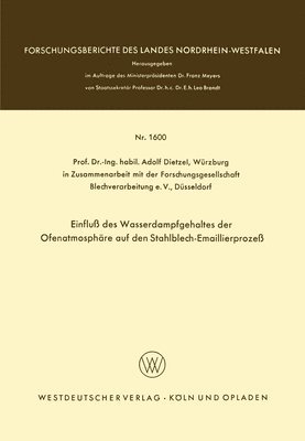 bokomslag Einflu des Wasserdampfgehaltes der Ofenatmosphre auf den Stahlblech-Emaillierproze