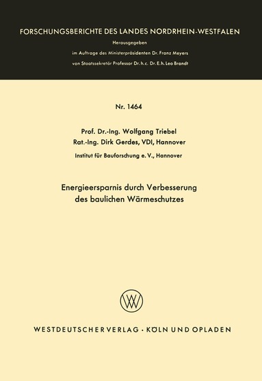 Wolfgang Triebel - Energieersparnis durch Verbesserung des baulichen Wärmeschutzes, Häftad