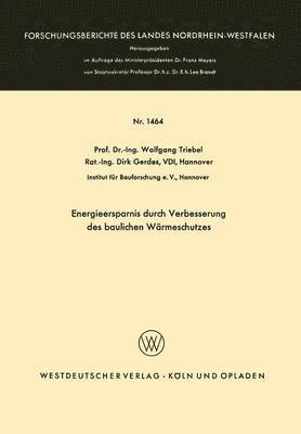 bokomslag Energieersparnis durch Verbesserung des baulichen Wrmeschutzes