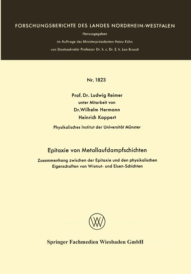 Ludwig Reimer - Epitaxie von Metallaufdampfschichten, Häftad