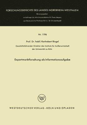 Karl Robert Ringel - Exportmarktforschung ALS Informationsaufgabe, Häftad