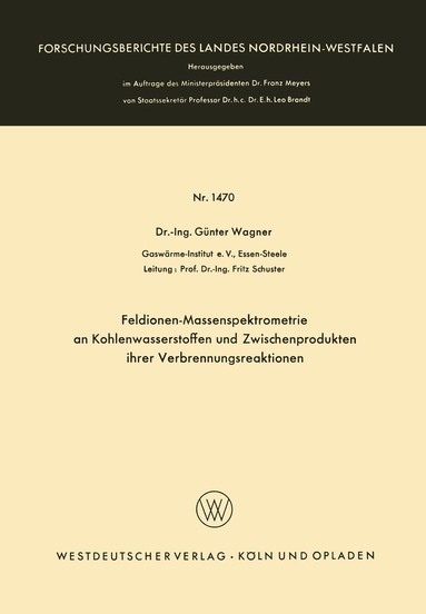 Günter Wagner - Feldionen-Massenspektrometrie an Kohlenwasserstoffen und Zwischenprodukten ihrer Verbrennungsreaktionen, Häftad