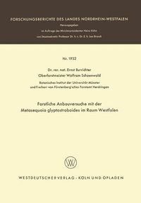 bokomslag Forstliche Anbauversuche mit der Metasequoia glyptostroboides im Raum Westfalen