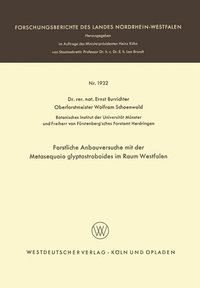 bokomslag Forstliche Anbauversuche mit der Metasequoia glyptostroboides im Raum Westfalen