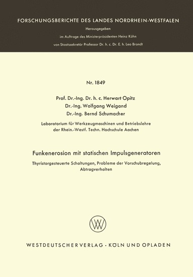 bokomslag Funkenerosion mit statischen Impulsgeneratoren
