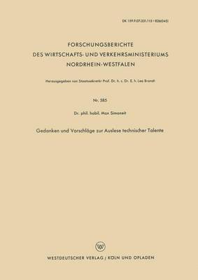 bokomslag Gedanken und Vorschläge zur Auslese technischer Talente