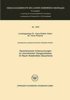 bokomslag Geochemische Untersuchungen an limonitischen Gangausbissen im Raum Niedersfeld (Sauerland)