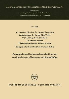 bokomslag Geologische und bodenmechanische Ursachen von Rutschungen, Gleitungen und Bodenflieen