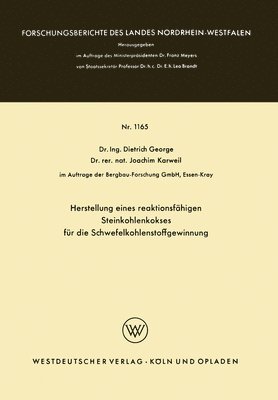 bokomslag Herstellung eines reaktionsfähigen Steinkohlenkokses für die Schwefelkohlenstoffgewinnung