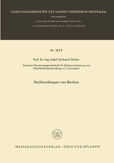 Gerhard Oehler - Hochkantbiegen von Blechen, Häftad