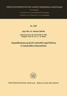 Kapitalfreisetzung durch rationelle Lagerhaltung in industriellen Unternehmen 1